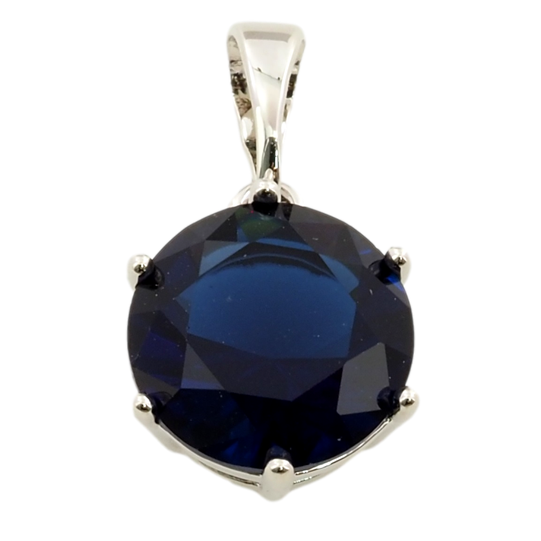 Кулон Xuping Родий Синий фианит, ø 10мм для цепочки до 5мм фото №1