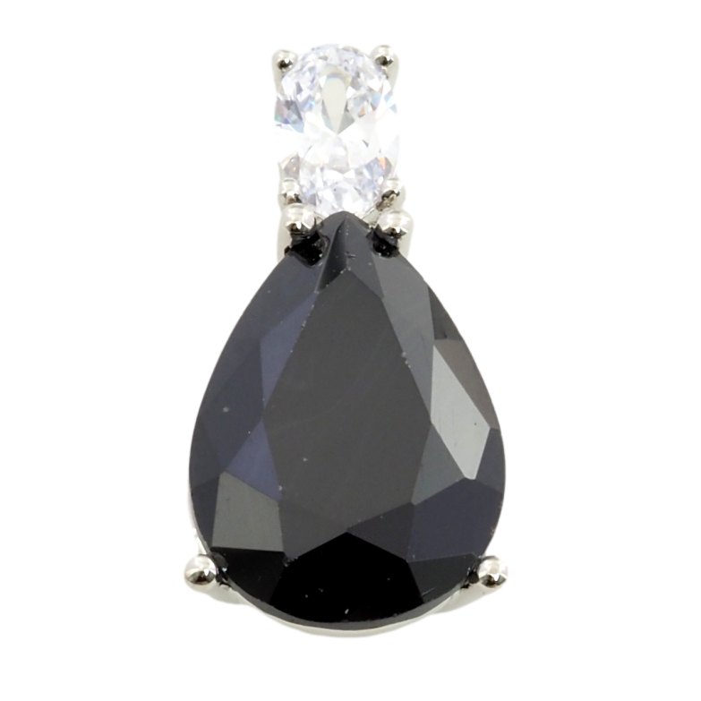 Кулон Xuping Родій Чорна кришталева крапелька для ланцюжка до 2мм фото №1 Кулон Xuping Родій Чорна кришталева крапелька для ланцюжка до 2мм фото №1