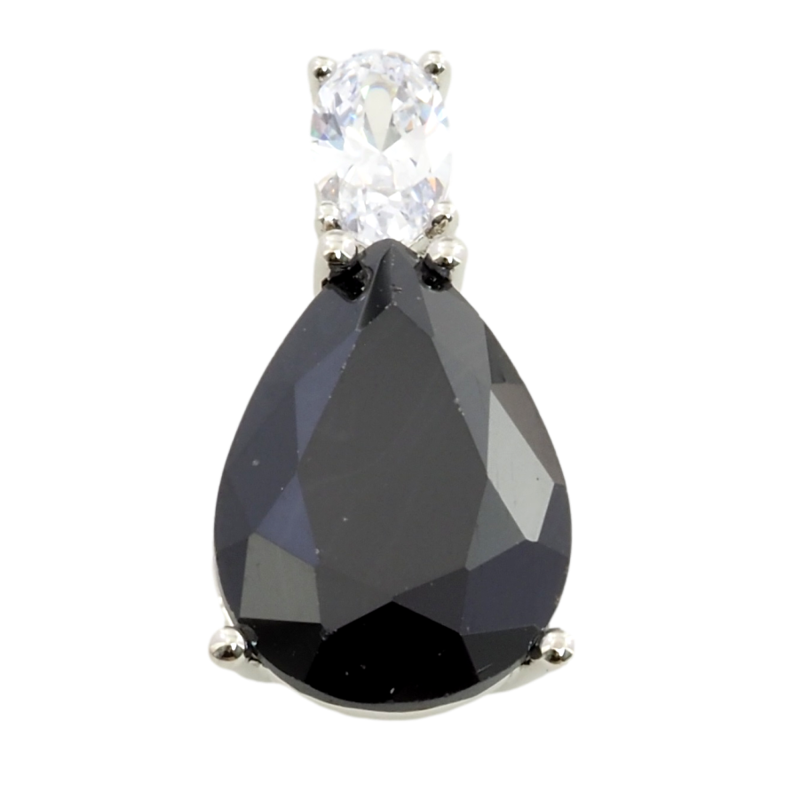 Кулон Xuping Родій Чорна кришталева крапелька для ланцюжка до 2мм фото №1 Кулон Xuping Родій Чорна кришталева крапелька для ланцюжка до 2мм фото №1