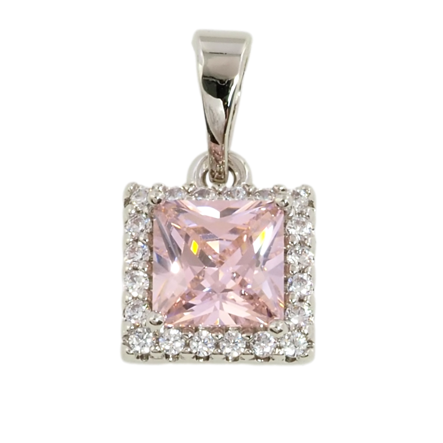 Кулон Xuping Родий Розовый фианит в обрамлении циркония для цепочки до 5мм фото №1 Кулон Xuping Родий Розовый фианит в обрамлении циркония для цепочки до 5мм фото №1