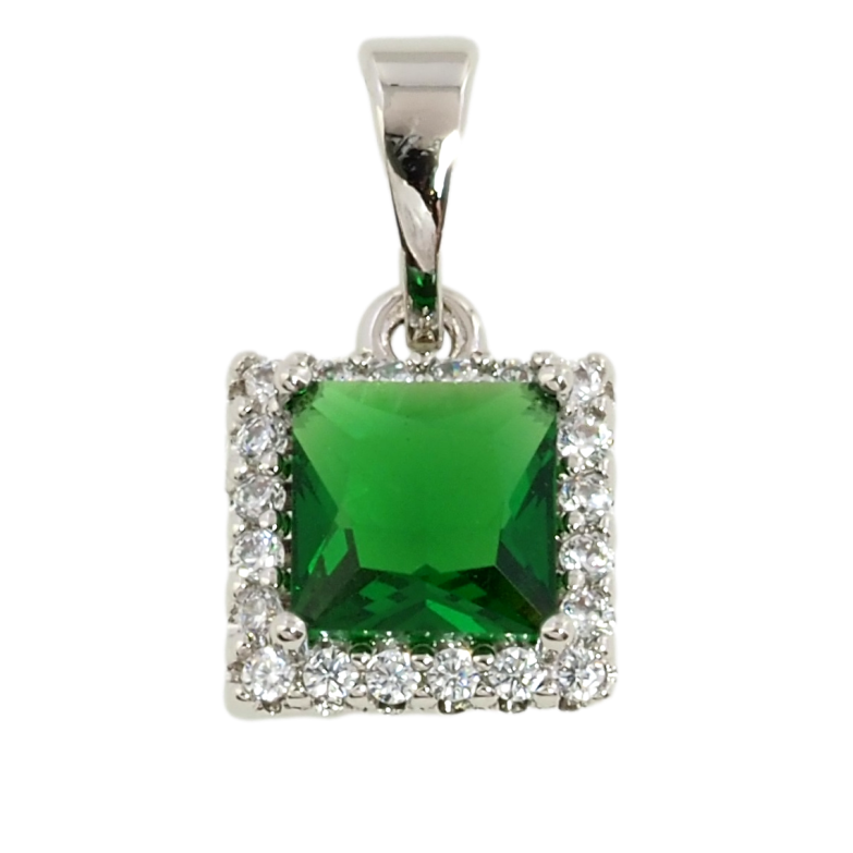 Кулон Xuping Родий Зеленый фианит в обрамлении циркония для цепочки до 5мм фото №1