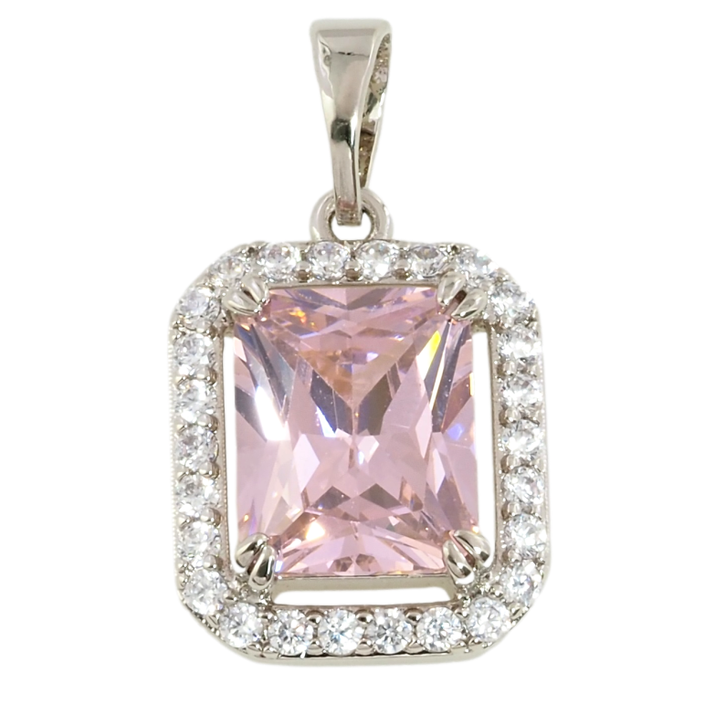 Кулон Xuping Родий Розовый фианит в обрамлении циркония для цепочки до 5мм фото №1 Кулон Xuping Родий Розовый фианит в обрамлении циркония для цепочки до 5мм фото №1