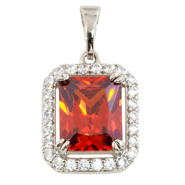 Кулон Xuping Родий Красный фианит в обрамлении циркония для цепочки до 5мм фото №1