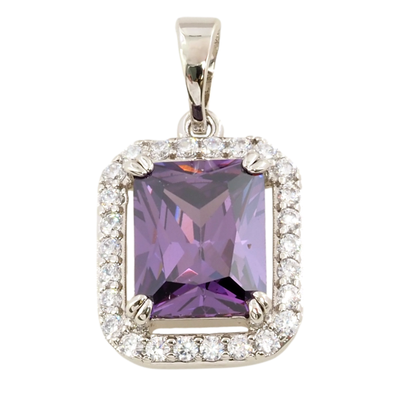 Кулон Xuping Родий Сиреневый фианит в обрамлении циркония для цепочки до 5мм фото №1 Кулон Xuping Родий Сиреневый фианит в обрамлении циркония для цепочки до 5мм фото №1