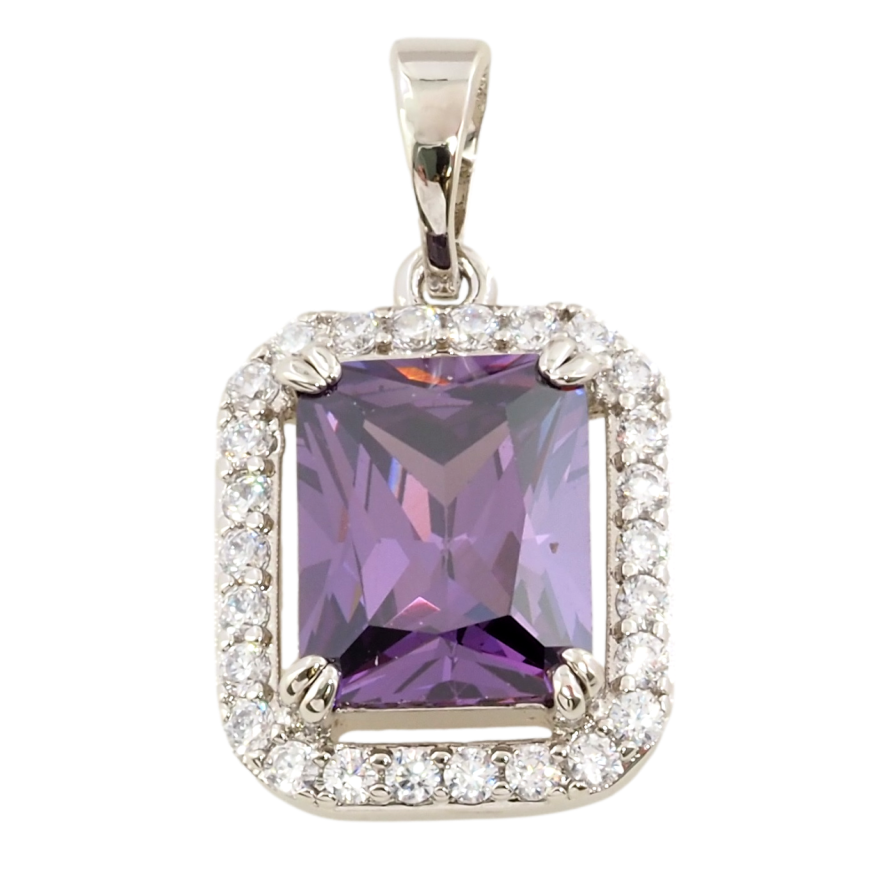 Кулон Xuping Родий Сиреневый фианит в обрамлении циркония для цепочки до 5мм фото №1 Кулон Xuping Родий Сиреневый фианит в обрамлении циркония для цепочки до 5мм фото №1