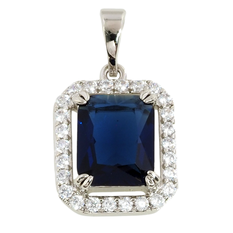 Кулон Xuping Родий Синий фианит в обрамлении циркония для цепочки до 5мм фото №1 Кулон Xuping Родий Синий фианит в обрамлении циркония для цепочки до 5мм фото №1