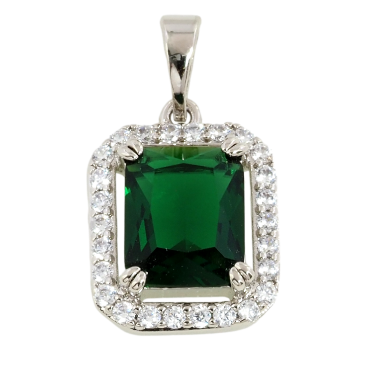 Кулон Xuping Родий Зеленый фианит в обрамлении циркония для цепочки до 5мм фото №19