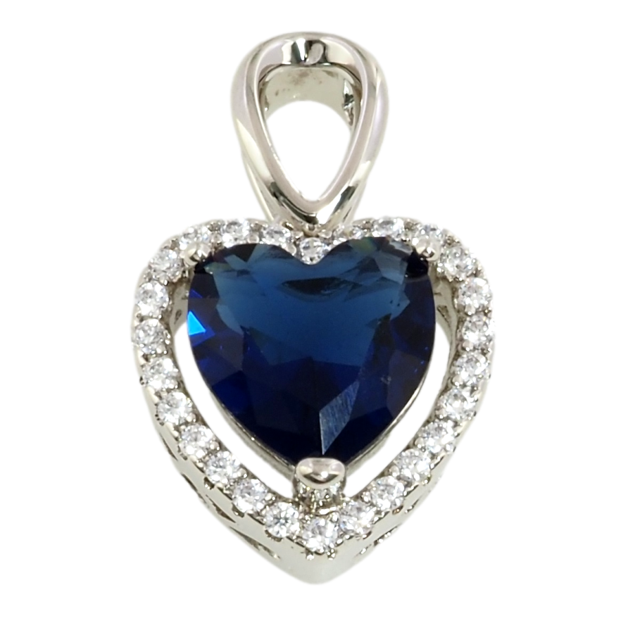 Кулон Xuping Родий Сердечко с синим фианитом в обрамлении циркония для цепочки до 2мм фото №1 Кулон Xuping Родий Сердечко с синим фианитом в обрамлении циркония для цепочки до 2мм фото №1