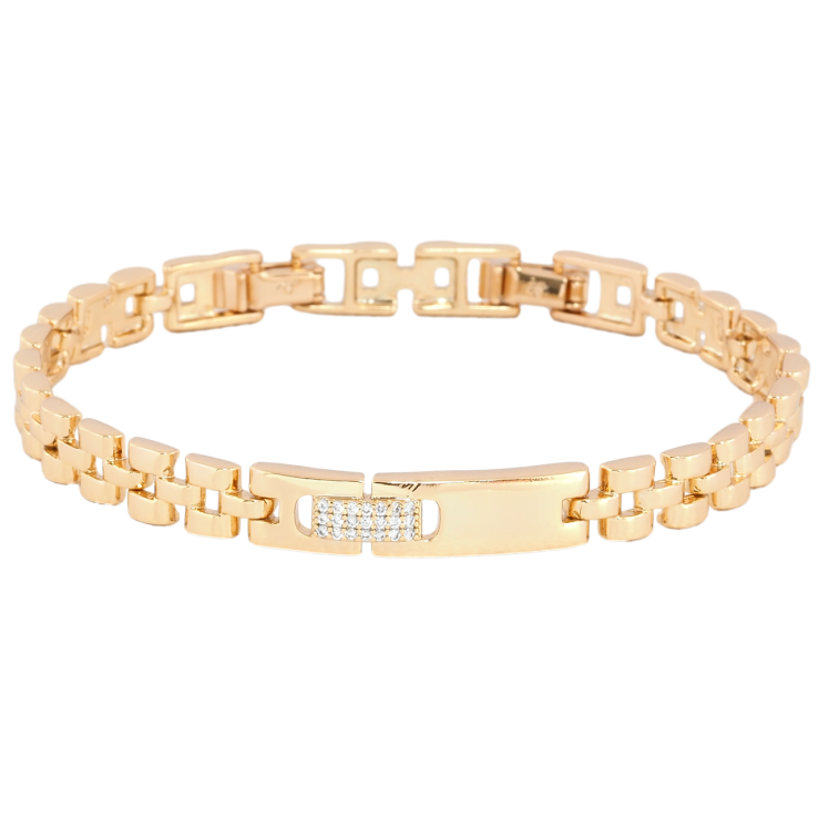 Браслет Xuping Позолота 18K Браслетный узор с вставками размер с доп. замком 17.5,19.5см х 6мм фото №19