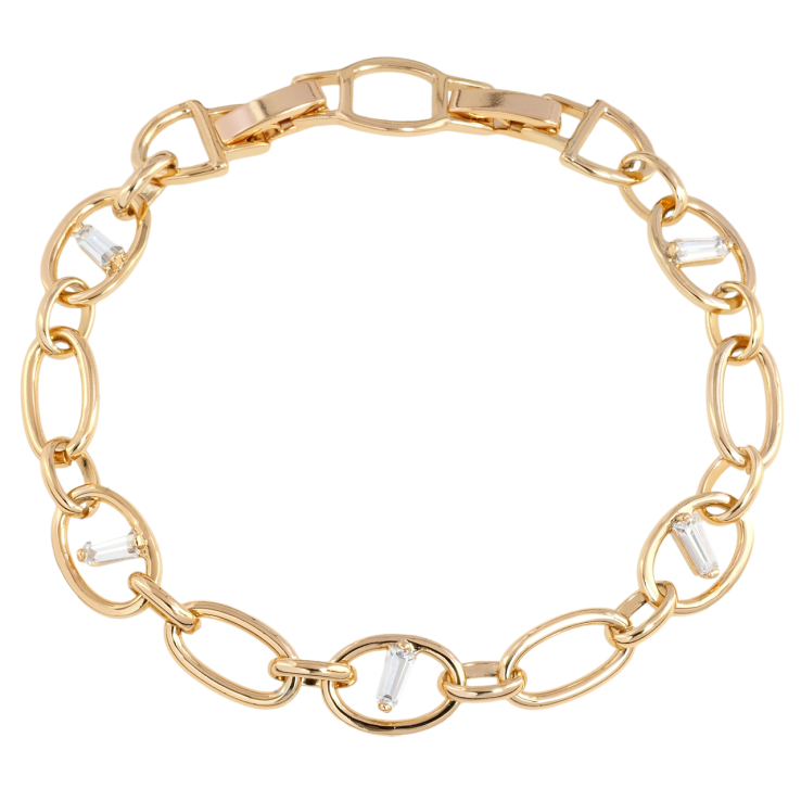 Браслет Xuping Позолота 18K Овальные звенья с цирконием размер с доп. замком 17.5,19.5см х 8мм фото №19