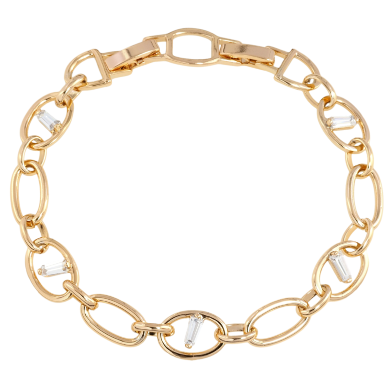 Браслет Xuping Позолота 18K Овальные звенья с цирконием размер с доп. замком 17.5,19.5см х 8мм фото №1 Браслет Xuping Позолота 18K Овальные звенья с цирконием размер с доп. замком 17.5,19.5см х 8мм фото №1