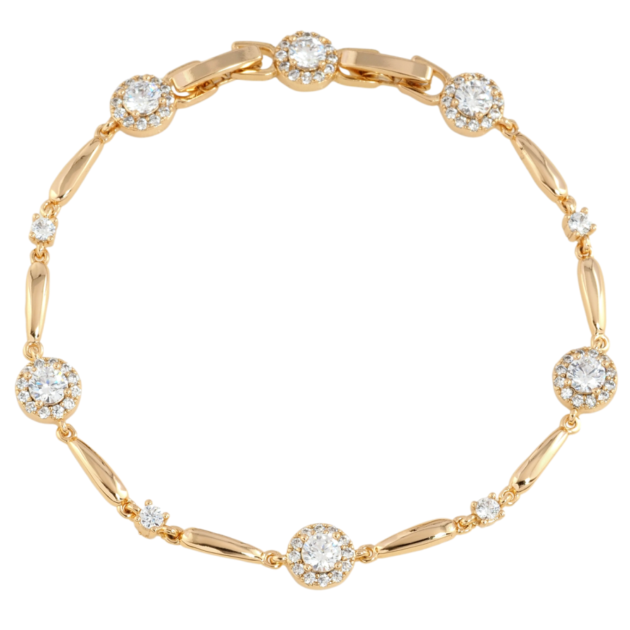 Браслет Xuping Позолота 18K Візерунок з цирконієм розмір з доп. замком 17,19см х 3мм фото №1