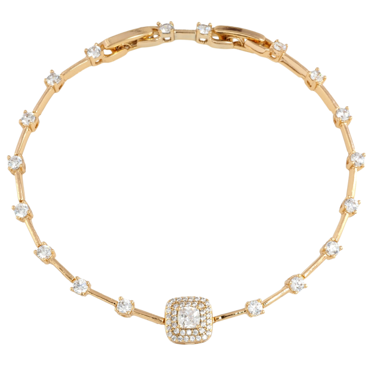 Браслет Xuping Позолота 18K Узор с инкрустацией цирконием размер с доп. замком 17.5,19.5см х 1мм фото №5