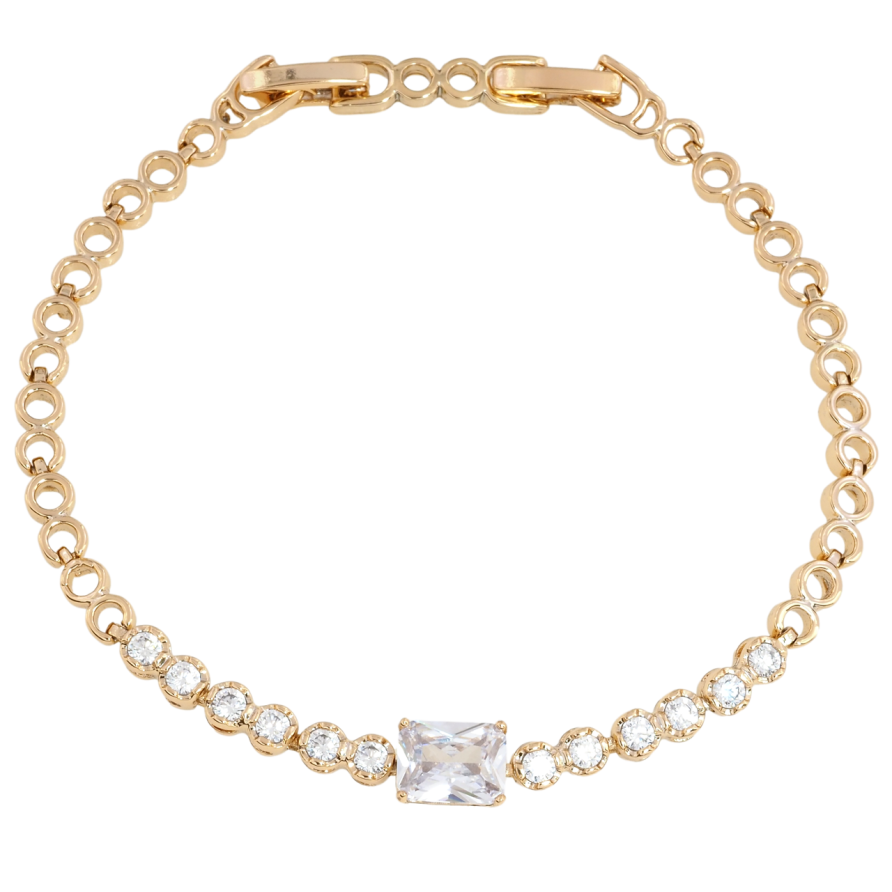 Браслет Xuping Позолота 18K Доріжка цирконію розмір з доп. замком 17.5,19.5см х 4мм фото №1