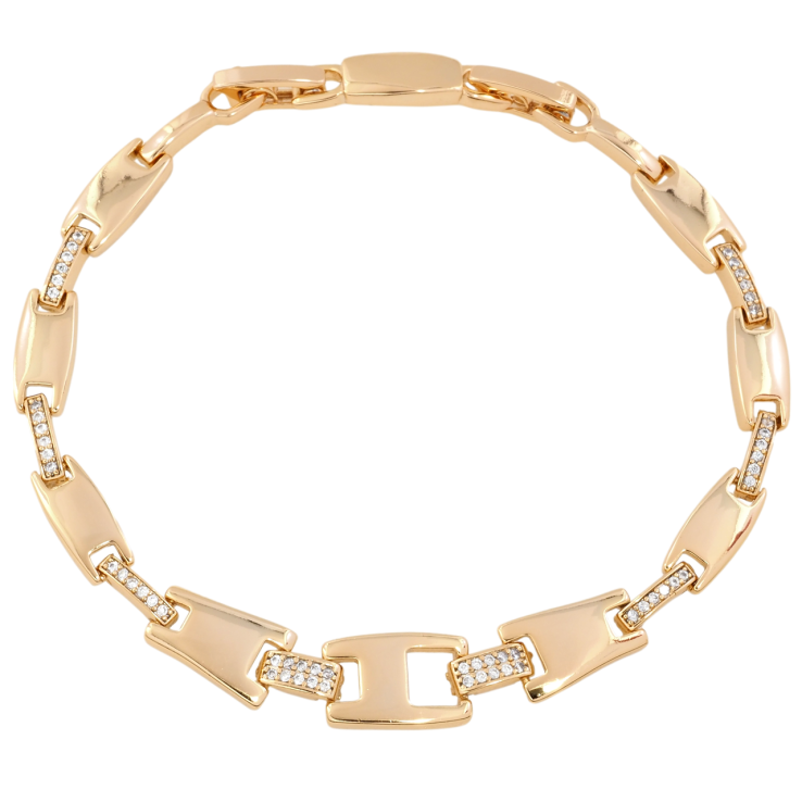 Браслет Xuping Позолота 18K Ланки з цирконієм розмір з доп. замком 17.5,19.5см х 2-8мм фото №5