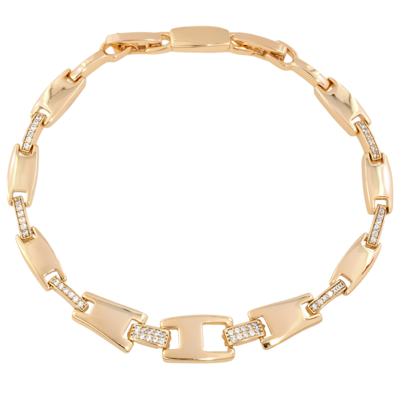 Браслет Xuping Позолота 18K Звенья с цирконием размер с доп. замком 17.5,19.5см х 2-8мм фото №1