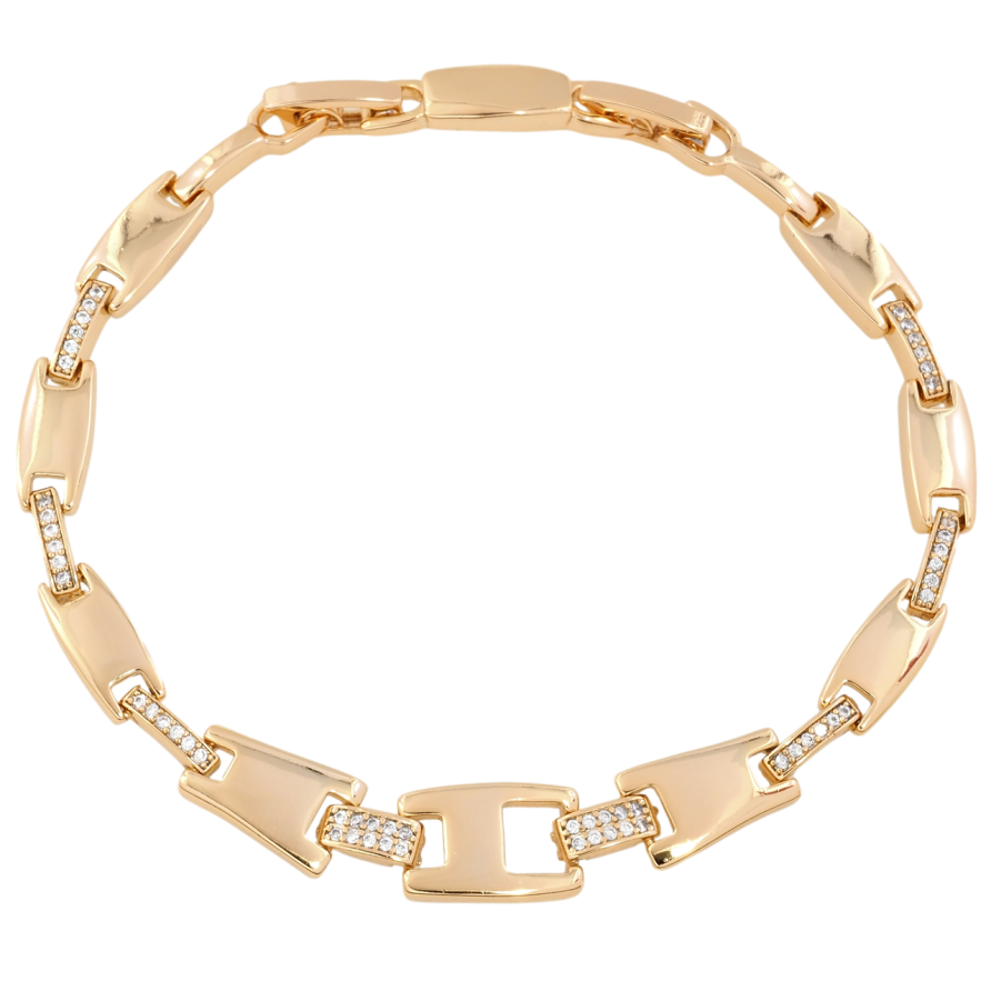 Браслет Xuping Позолота 18K Ланки з цирконієм розмір з доп. замком 17.5,19.5см х 2-8мм фото №1