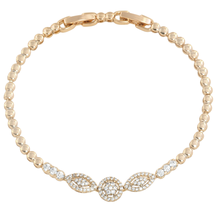 Браслет Xuping Позолота 18K Узор с инкрустацией цирконием размер с доп. замком 17,19см х 3мм фото №7