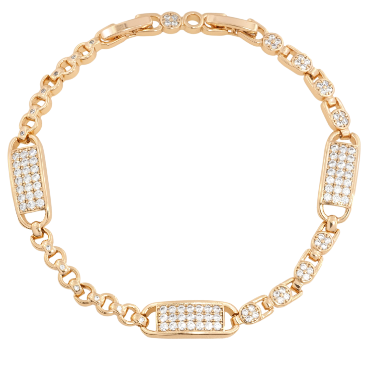 Браслет Xuping Позолота 18K Инкрустация цирконием размер с доп. замком 17.5,19.5см х 4-7мм фото №3