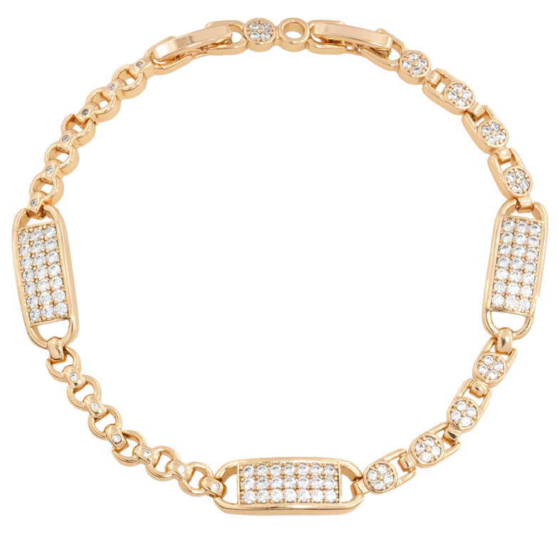 Браслет Xuping Позолота 18K Инкрустация цирконием размер с доп. замком 17.5,19.5см х 4-7мм фото №1