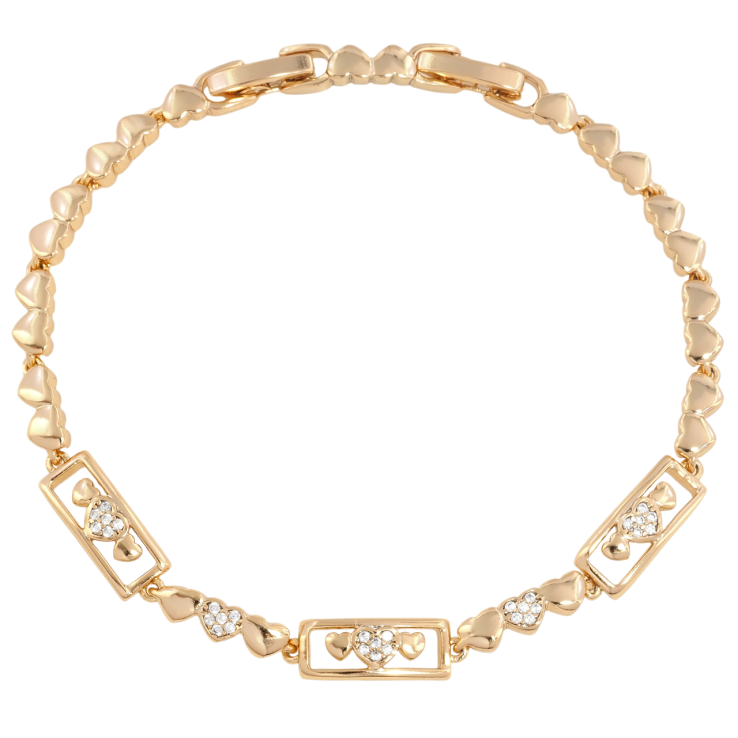 Браслет Xuping Позолота 18K Сердечки с цирконием размер с доп. замком 17,19см х 4-6мм фото №14
