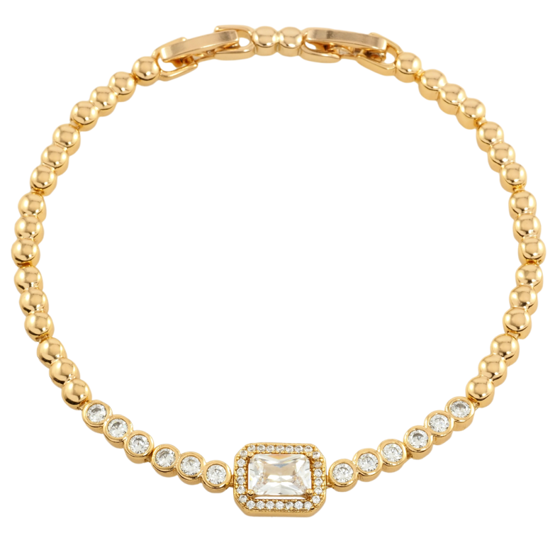 Браслет Xuping Позолота 18K Дорожка циркония с фианитом размер с доп. замком 17,19см х 3мм фото №1