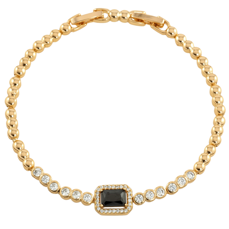 Браслет Xuping Позолота 18K Доріжка цирконію з чорним фіанітом» розмір з доп. замком 17,19см х 3мм фото №1