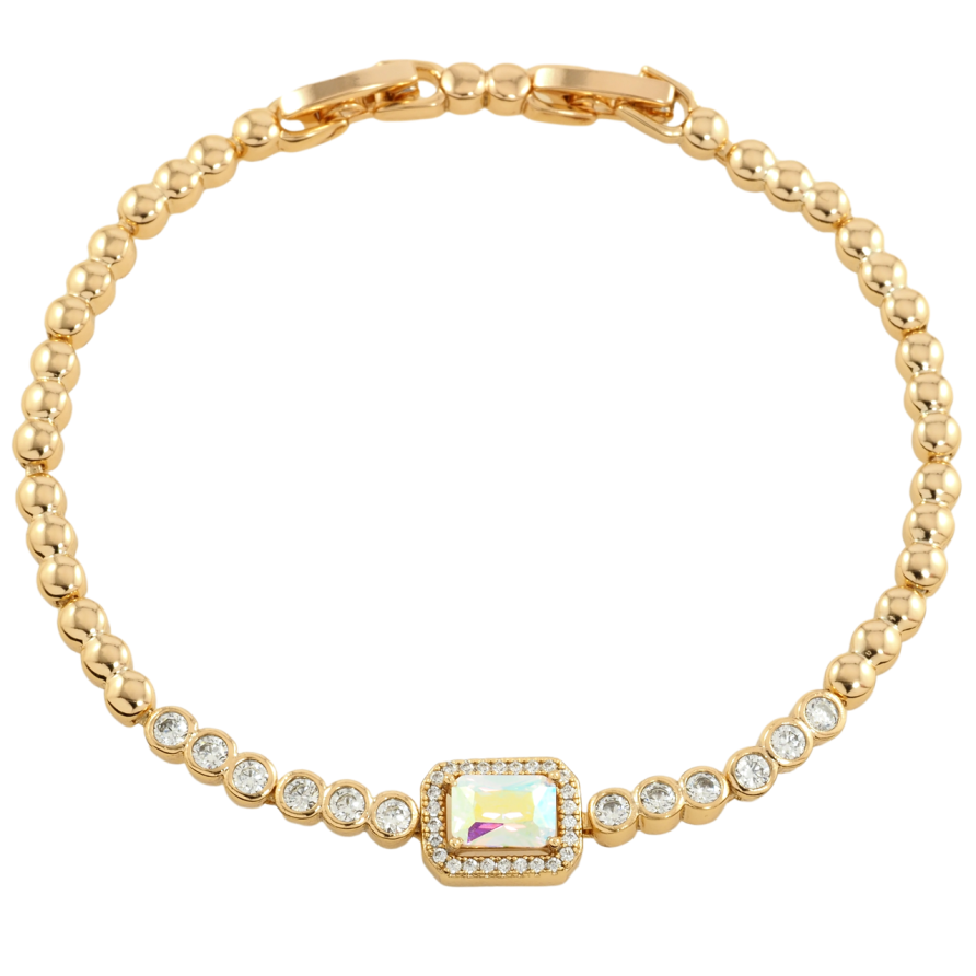 Браслет Xuping Позолота 18K Доріжка цирконію з райдужним фіанітом» розмір з доп. замком 17,19см х 3мм фото №1