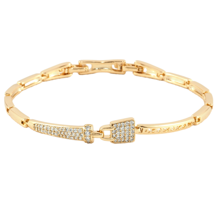 Браслет Xuping Позолота 18K Узор замочек с цирконием размер с доп. замком 17,19см х 3мм фото №10