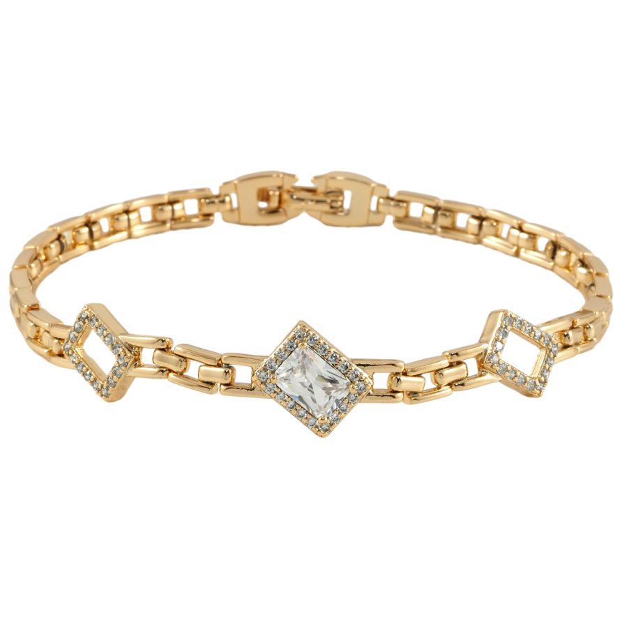 Браслет Xuping Позолота 18K Візерунок з цирконієм» розмір 19см х 4мм фото №1