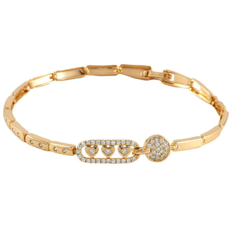 Браслет Xuping Позолота 18K Декоративный узор с цирконием размер 19.5см х 3мм фото №1