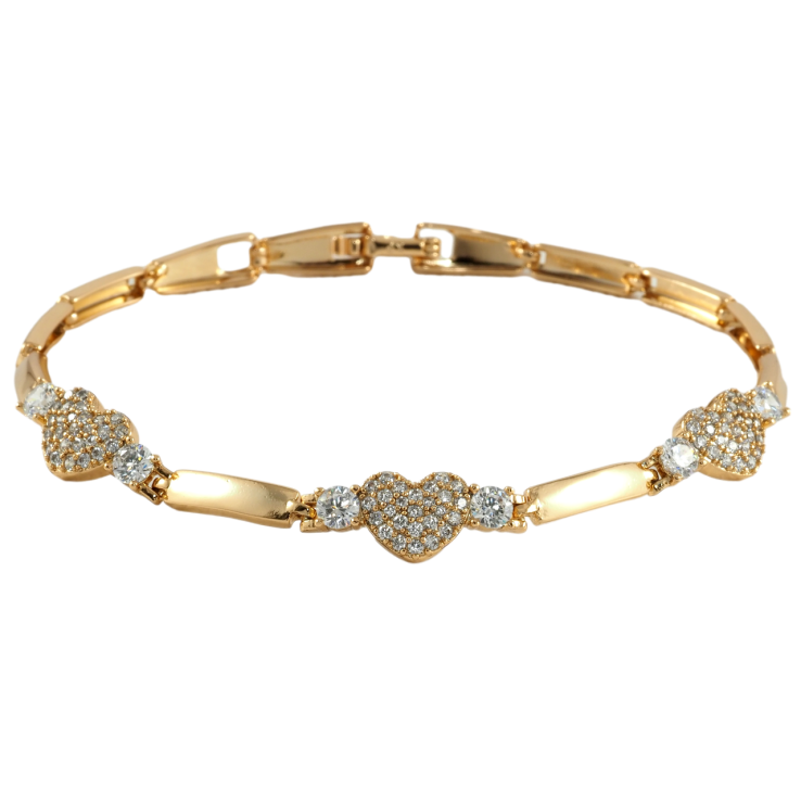 Браслет Xuping Позолота 18K Сердечки с цирконием размер 19.5см х 3мм фото №15