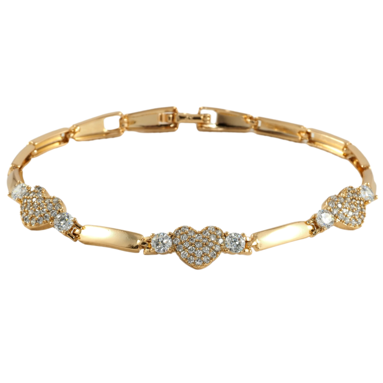 Браслет Xuping Позолота 18K Сердечки с цирконием размер 19.5см х 3мм фото №1