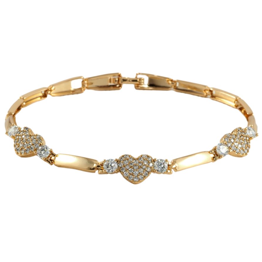 Браслет Xuping Позолота 18K Сердечки с цирконием размер 19.5см х 3мм фото №1