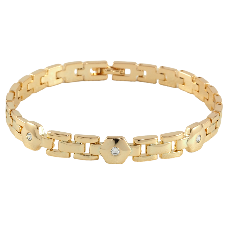 Браслет Xuping Позолота 18K Браслетный узор с вставками циркония размер 19см х 6мм фото №1 Браслет Xuping Позолота 18K Браслетный узор с вставками циркония размер 19см х 6мм фото №1