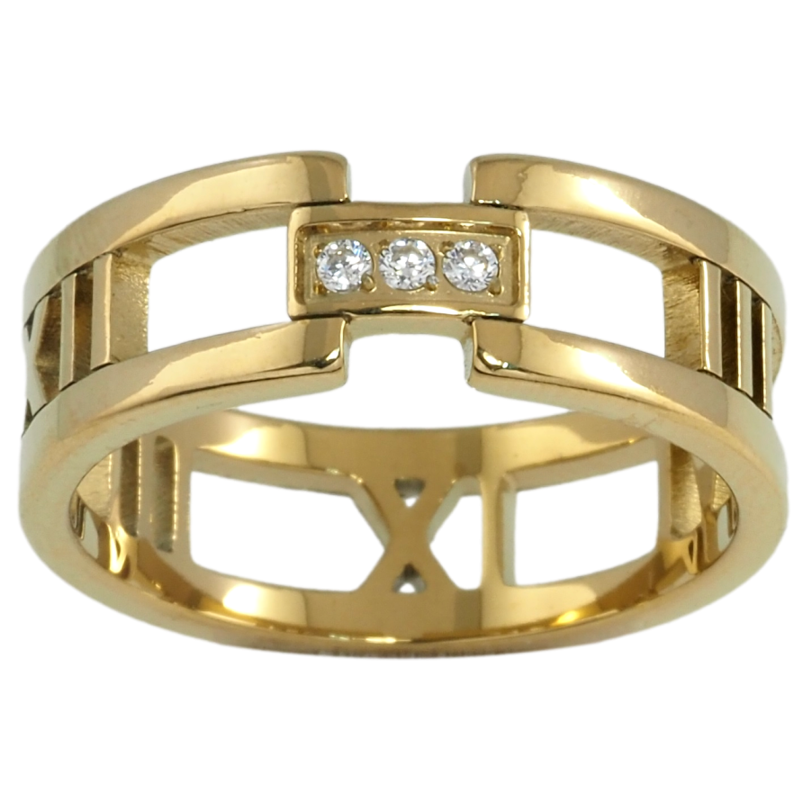 Кольцо Xuping TTM Stainless Steel Цвет 14К Узор римские цифры с цирконием фото №1