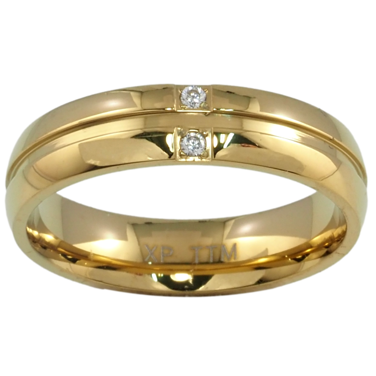 Каблучка Xuping TTM Stainless Steel Колір 14К Вставки цирконію, шир. 5мм фото №21