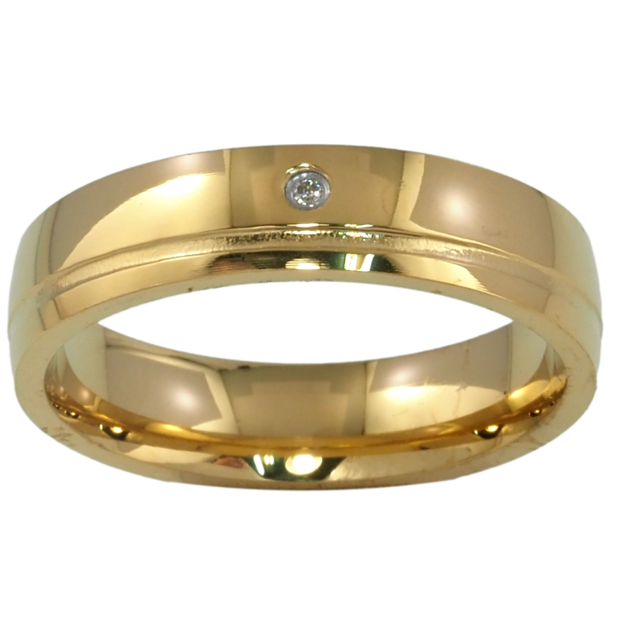 Кольцо Xuping TTM Stainless Steel Цвет 14К Узор с вставкой цирконий, шир. 5мм фото №1