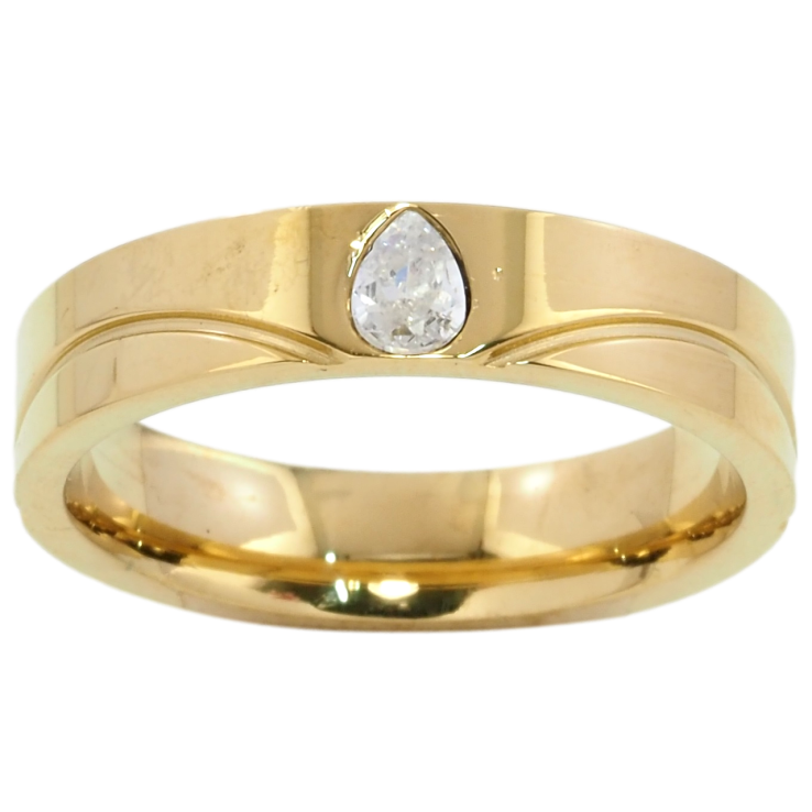 Кольцо Xuping TTM Stainless Steel Цвет 14К Узор с кристальной капелькой, шир. 4.5мм фото №25