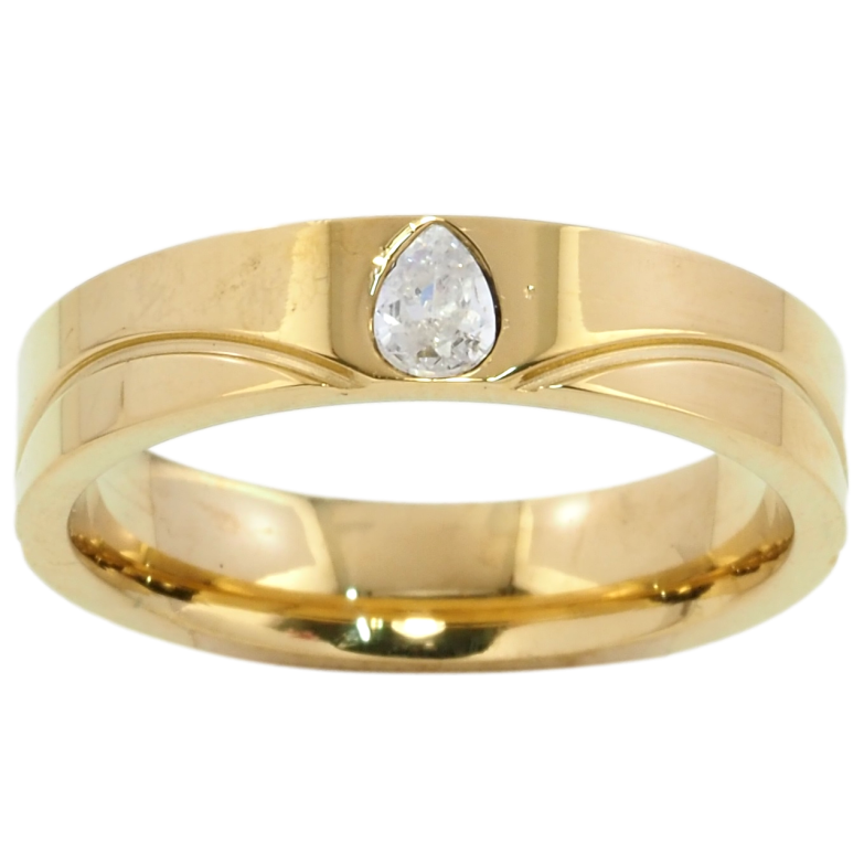 Каблучка Xuping TTM Stainless Steel Колір 14К Візерунок з кришталевою крапелькою, шир. 4.5мм» фото №1