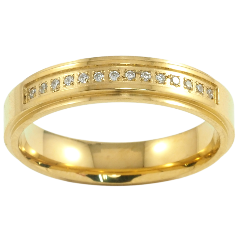 Каблучка Xuping TTM Stainless Steel Колір 14К Доріжка цирконію, шир. 4.5мм» фото №1