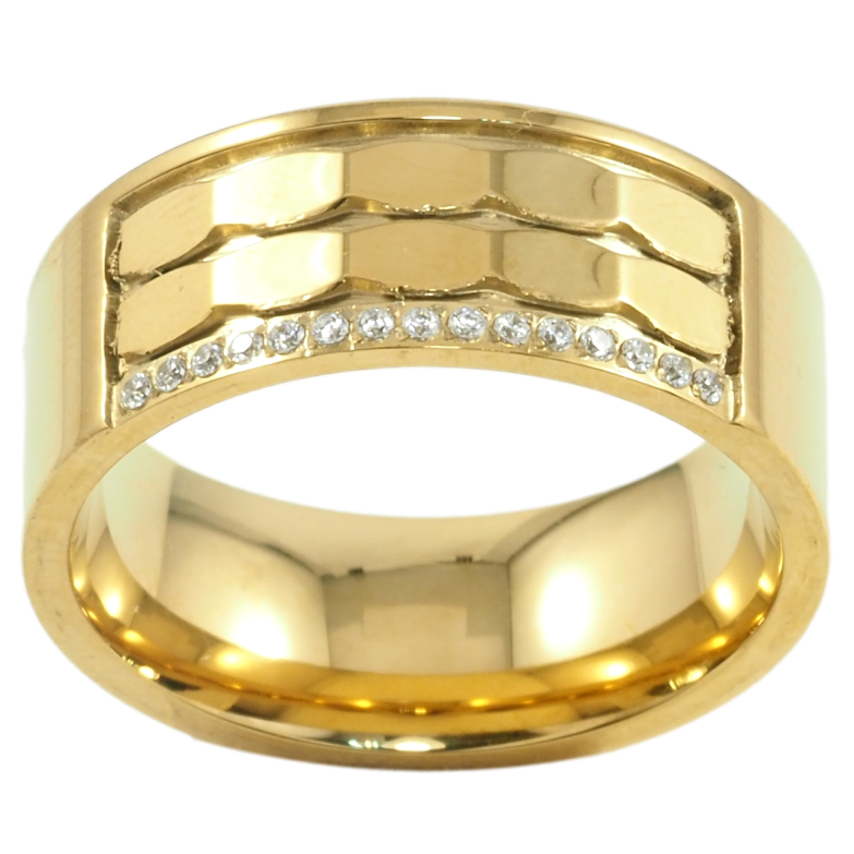 Каблучка Xuping TTM Stainless Steel Колір 14К Декоративний візерунок з доріжкою цирконію шир. 8мм» фото №1