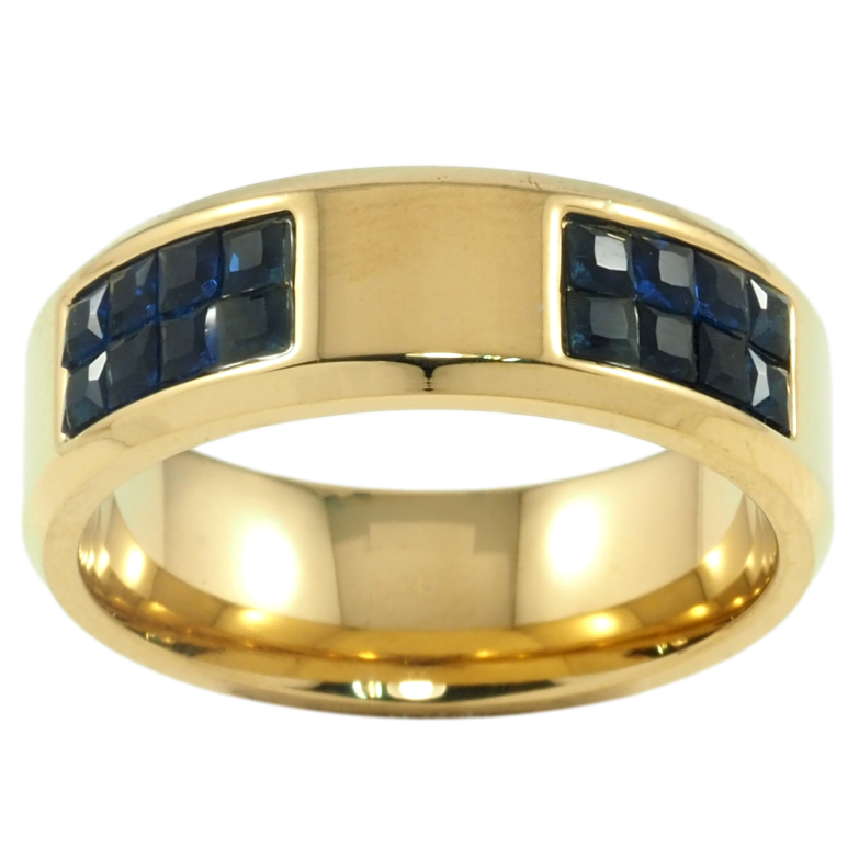 Каблучка Xuping TTM Stainless Steel Колір 14К Інкрустація синім цирконієм, шир. 7мм» фото №1