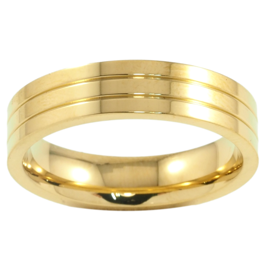 Кольцо Xuping TTM Stainless Steel Цвет 14К Полосатый узор, шир. 5мм фото №1