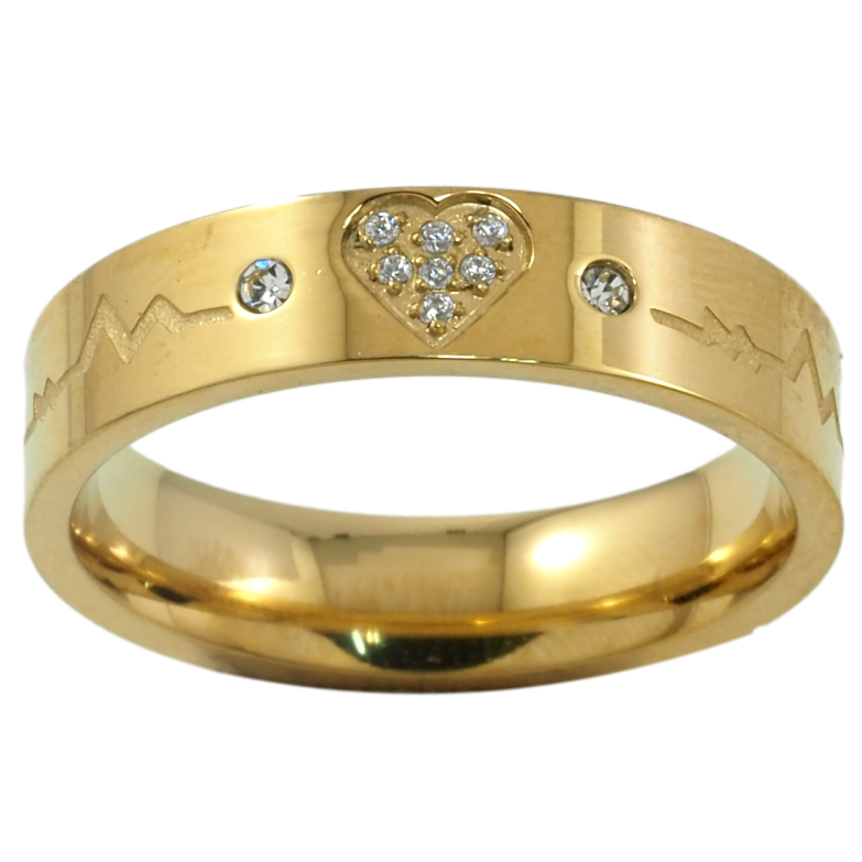 Каблучка Xuping TTM Stainless Steel Колір 14К Сердечко з цирконієм, шир. 5мм» фото №1