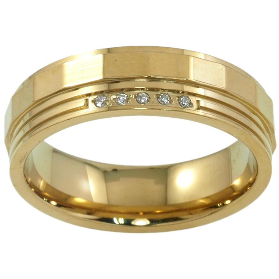 Кольцо Xuping TTM Stainless Steel Цвет 14К Узор с дорожкой циркония, шир. 6мм фото №1