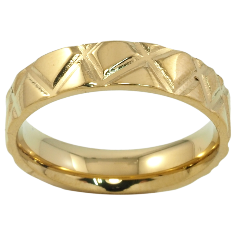 Кольцо Xuping TTM Stainless Steel Цвет 14К Декоративный узор, шир. 5мм фото №2