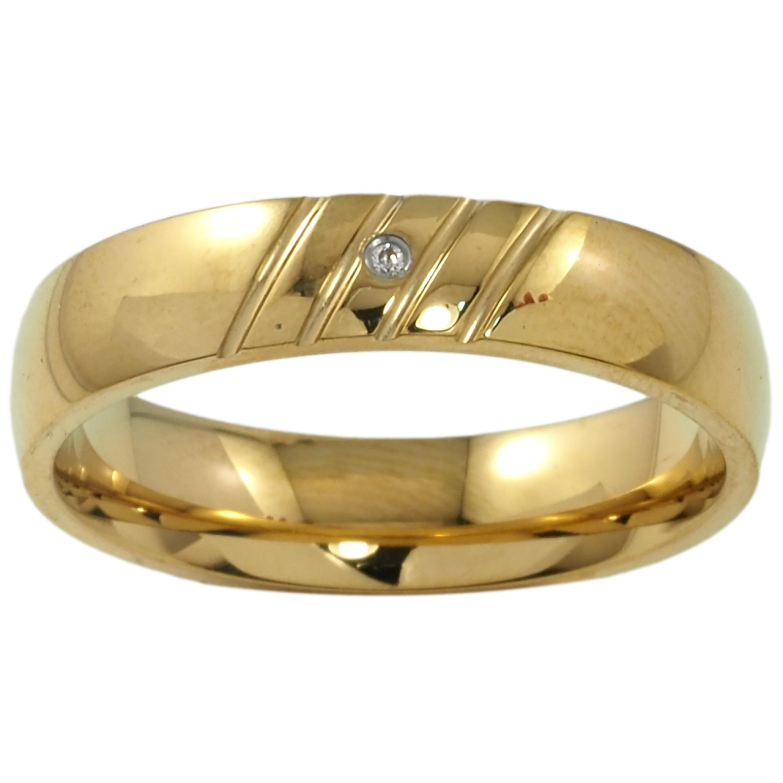 Кольцо Xuping TTM Stainless Steel Цвет 14К Узор с вставкой циркония, шир. 5мм фото №1