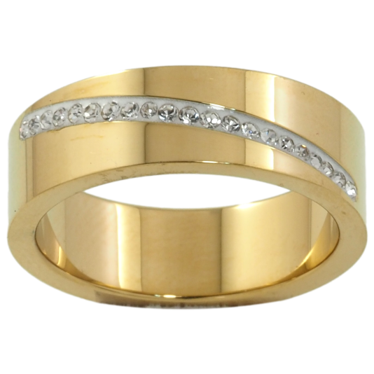 Каблучка Xuping TTM Stainless Steel Колір 14К «Доріжка цирконію, шир. 6.5мм» фото №1