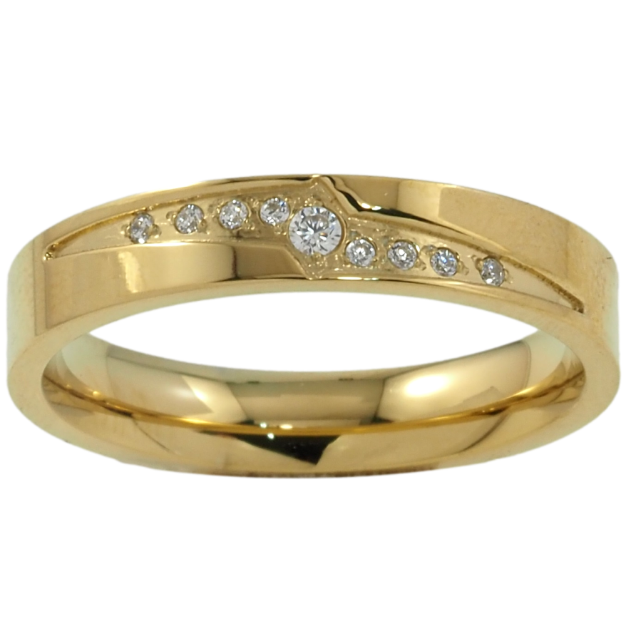 Кольцо Xuping TTM Stainless Steel Цвет 14К Декоративный узор с цирконием, шир. 4мм фото №1